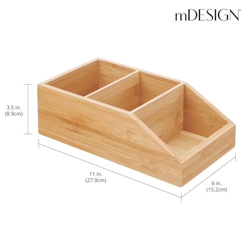 Bamboo Wood Food Storage Bin with Divided 3 Compartments and Sloped Front for Kitchen Cabinet, Pantry, Shelf to Organize Seasoning Packets, Powder Mixes, Spices, Snacks - Natural - view 4