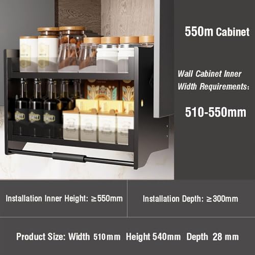 2-Layer Pull-Out Cabinet Organizer, Pull-Down Spice Rack System, Blind Pull-Out Cutlery Storage, Heavy-Duty Kitchen Space Saver,860X280X540Mm,510x280x540mm - view 2