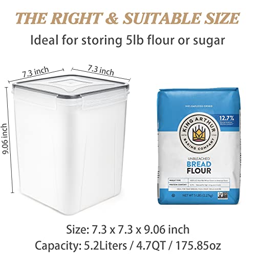 Flour Storage Containers 5.2L, 4 PCS Food Storage Containers, Black - view 3