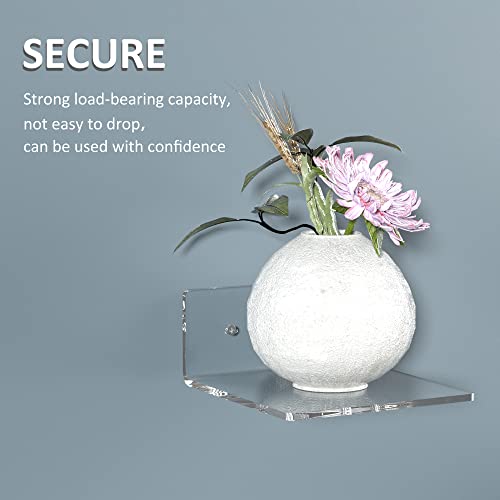 6 Inches Acrylic Small Wall Shelves 2 Pack, Floating Shelf for Wall Mounting, Acrylic Display Ledges for Funko Pop Figures, Home Décor, Living Room, Gaming Room, Plants(6 inch, Clear) - view 5