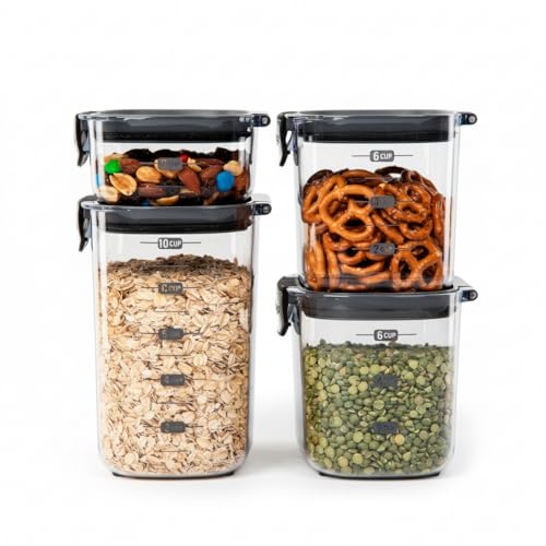International ProKeeper+ 4-Piece Clear Plastic Modular Airtight Pantry Food/Snack Kitchen Storage Organization Container Canister Set