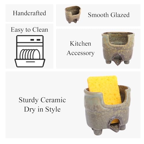 Sponge Holder for Kitchen Sink, Ceramic Sink Caddy Organizer - view 5