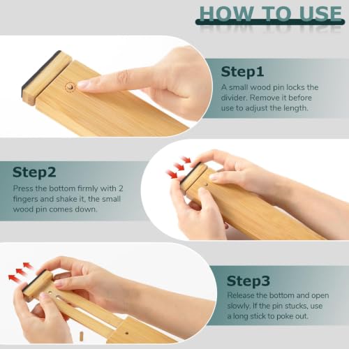 Kitchen Drawer Dividers 4 Pack Adjustable Bamboo Drawer Organizer - view 6