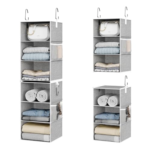 Hanging Closet Organizer, 6-Shelf with 2-in-1 Design, Gray