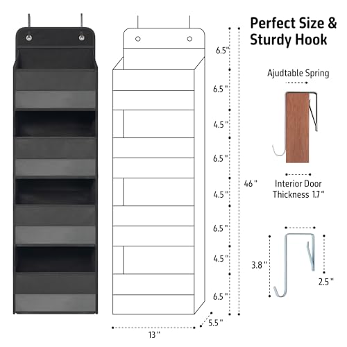 Over the Door Organizer for Bedroom Bathroom Pantry, 4 Shelf Black - view 3
