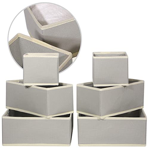 12 Pack Foldable Cloth Storage Box Closet Dresser Drawer Organizer Fabric Baskets Bins Containers Divider for Baby Clothes Underwear Bras Socks Lingerie Clothing,Grey 444 - view 4