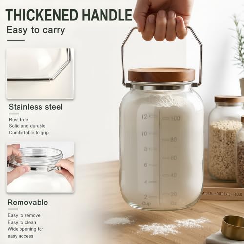 Glass Flour Sugar Storage Containers with Wood Lid and Handle - view 4