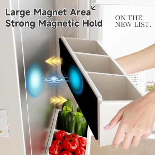 Magnetic 3‑Compartment Kitchen Storage Bin, Ventilated Fridge Organizer & Rack for Spices & Small Fresh Produce, No Drill Wall Mount Kitchen Condiment Storage Organizer - view 4