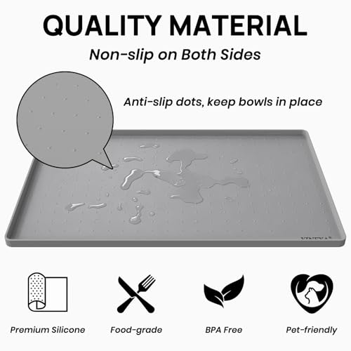 24" x 16" Silicone Under Sink Mat Waterproof, 0.6" Raised Edge(Gray) - view 4