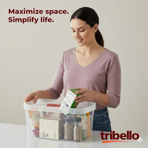 Narrow Storage Bins – Slim, Clear Plastic Storage Basket, Clear Organizer for Tight Spaces (2 Pack, 15” x 6” x 6”) - view 6