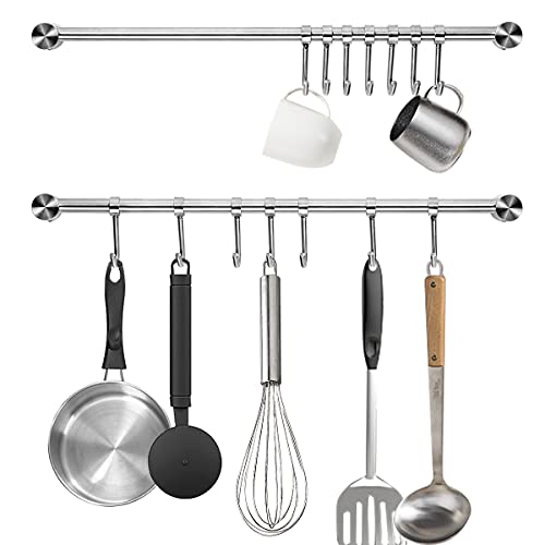 Kitchen Utensil Rack 2PCS, 15.6” Pot & Pan Hanging Rack Wall Mount