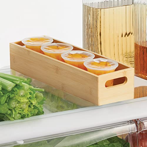 Slim Bamboo Kitchen Cabinet & Fridge Drawer Organizer Tray - Storage Bin for Cutlery, Serving Spoons, Cooking Utensils, Gadgets - 4.6" Wide - Natural Wood Finish - view 3
