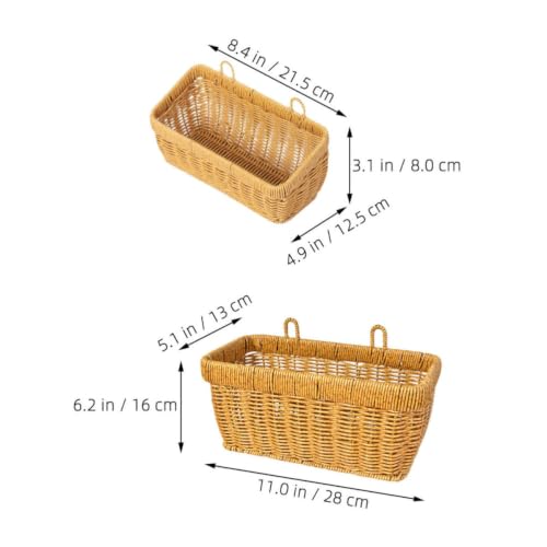2pcs Wall Hanging Basket Faux Rattan Woven Vegetable Storage Organizer - view 7