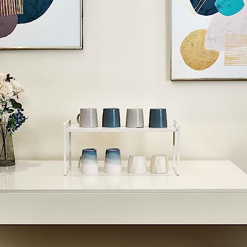 Cabinet Shelf Riser, Adjustable Cabinet Organizer, 12" Deep White - view 6