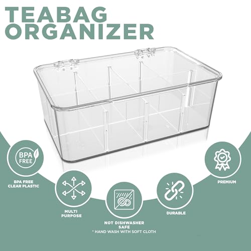 Tea Bag Organizer with Lids, Stackable Tea Box, 3 Pack, Clear - view 4