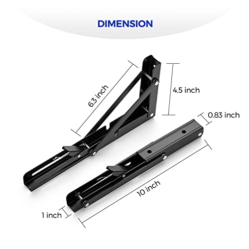 Matte Black Folding Shelf Brackets, 10 Inch, 2 Pack - view 2