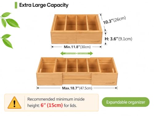 Expandable Bamboo Kitchen Cabinet Organizer for Food Container Lids Holder - view 2