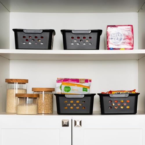 Small Storage Organizer Baskets, 8 Pack for Home Storage, Black - view 6