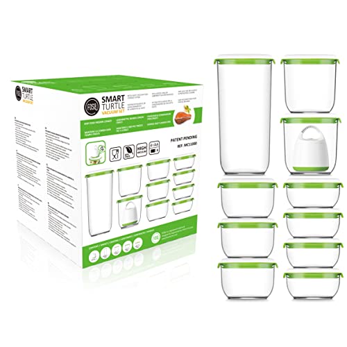 Vacuum Seal Food Storage System Reusable Container Deluxe Set with Vacuum and 10 Reusable containers