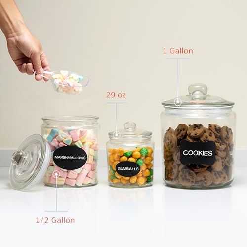 Glass Storage Containers with Lids, 1/2 Gallon, Set of 2, Glass Kitchen Jars, Food & Cookie Storage Containers for Pantry, Bathroom Apothecary Canisters, Dishwasher Safe, Chalk, Label, Scoops - view 4