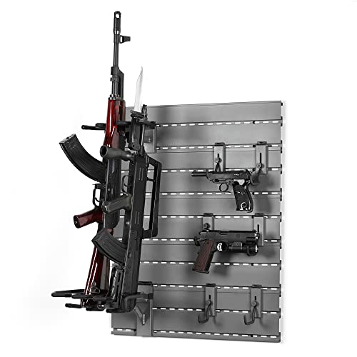 Wall Rack System Heavy-Duty Steel Tactical Rifle Carbine Shotgun Handgun Storage Wall Mount, Modular Firearms Gun Wall Gear Accessories Organizer, Holds up to 6 Rifles & 6 Pistols