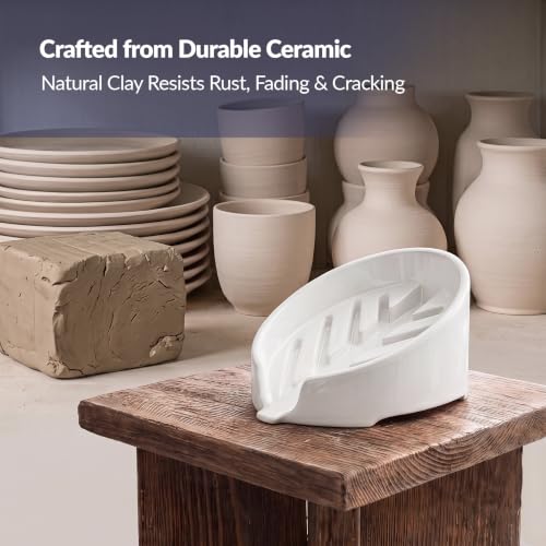 Ceramic Sponge Holder for Kitchen Sink, Fits Scrub Daddy Mommy - view 2