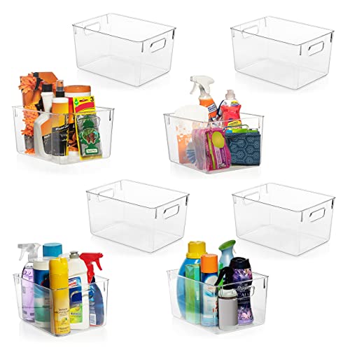 Clear Plastic Storage Bins – Pantry Organizers & Storage Containers, Cabinet Organizer - Home Organization Must Haves for Kitchen, Laundry Room, Office, Closet, Garage & Freezer