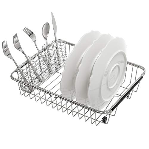 Utensil Silverware Holder Organizer Hanging Cutlery Organizer Spoon Drying Rack Basket Holder, 4 Divided Compartments Silverware Organizer, Stainless Steel - view 4