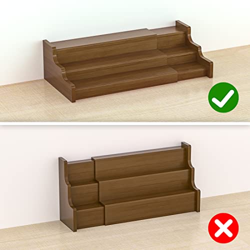 Bamboo Spice Rack Cabinet Organizer - 3 Tier Wooden Expandable Walnut Display Shelf - view 4