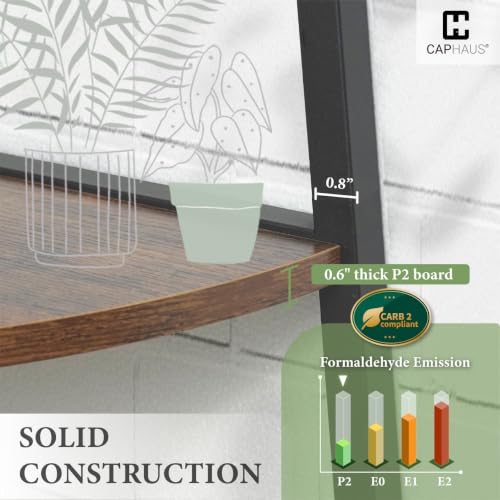 5-Tier Corner Shelf Stand, Tall Display Shelves, Ladder Corner Wood Storage Plant Bookshelf with Metal Frame, Versatile Shelving Unit Bookcase for Home Office Space, Rustic Oak - view 3