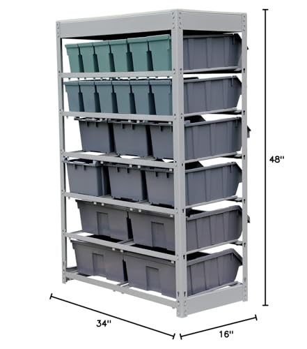 Bin Rack Storage System Heavy Duty Steel Rack Organizer Shelving Unit w/ 22 Plastic Bins in 6 tiers - view 4