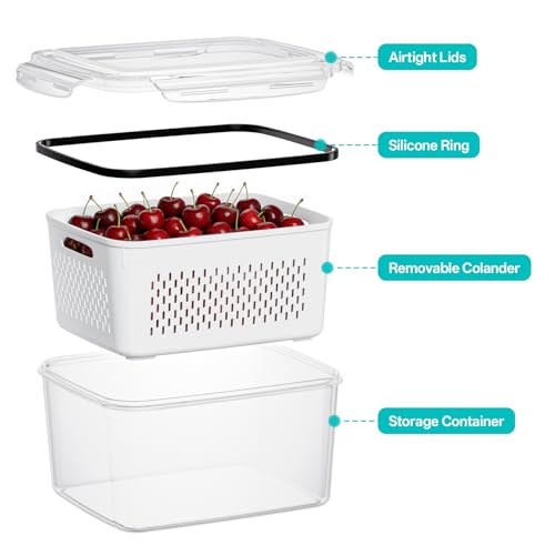 4 Pack Fruit Storage Containers for Fridge Set, BPA Free Produce Containers - view 5