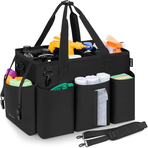Wearable Cleaning Caddy Bag, Cleaning Supplies Organizer, Black