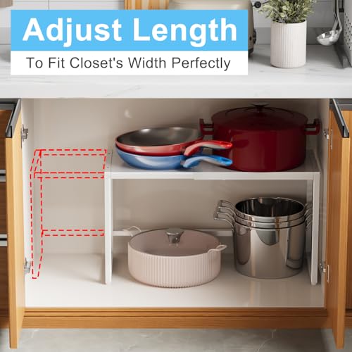 Expandable Kitchen Storage Shelves,110LBS Heavy Duty Metal Shelving Units and Storage For Small Appliance, Adjustable Stackble Storage Shelf Organizer For Kitchen Cabinet Pantry Warehouse Garage,White - view 4