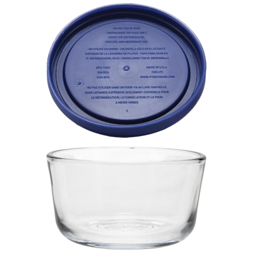 7202 1-Cup Glass Bowls & Dark Blue Lids (4-Pack) - Made in USA - view 3