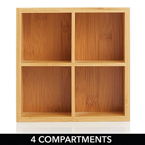 Bamboo Divided Storage Bin Container, Drawer Organizer Crate Box for Kitchen Pantry Cabinet, Shelf, Island Countertop, Holds Snacks, Spices, Drinks, Echo Collection, Natural/Tan - view 4