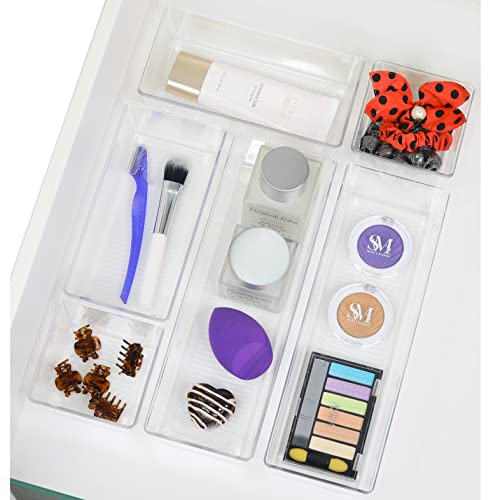 Clear Desk Drawer Organizer, Assorted Sizes, 6 Packs - view 4