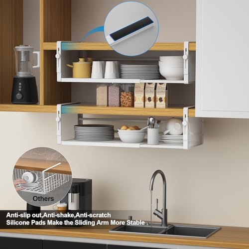 2Pack Expandable Under Shelf Storage Basket Organizer, White - view 6