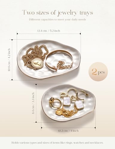 Jewelry Dish Set of 2, Large Jewelry Tray for More Jewelry Ring Dish Jewelry Bowl with Beautiful Package and Greeting Card Perfect for Birthday Gifts for Women - view 2
