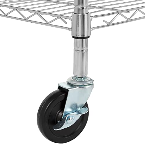 Portable Kitchen 3-Tier Storage Rack on Caster Wheels with Adjustable 2 Shelves, 175 Pound Capacity, 21 x 15 x 36.7 inches (LxWxH), Wood/Chrome - view 3