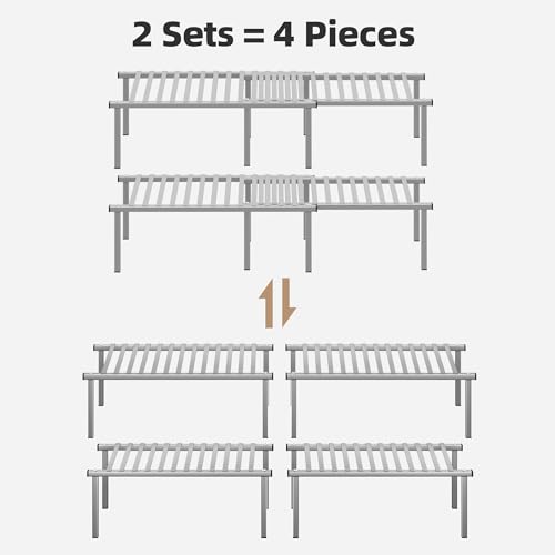 Expandable Cabinet Organizer Shelf, Set of 4, Gray - view 6