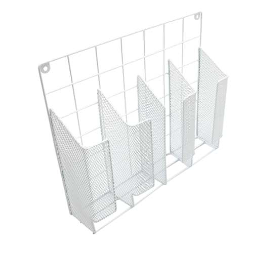4-Compartment Wall Mount Kitchen Storage Organizer Holder Basket Pantry Caddy Wrap Rack for Aluminum Foil, Sandwich Bags - White 2232