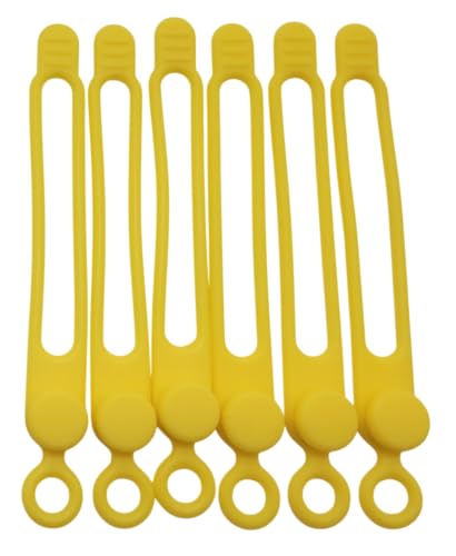Set of 6 Yellow Silicone Cable Straps Organizers (Yellow6)