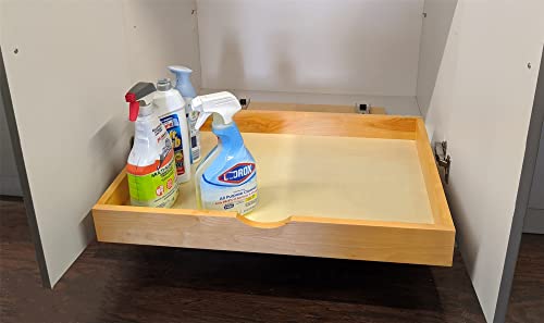 26'' Under Sink Organizers Storage Dovetail Drawer Rollout Drawer Wood Tray Kitchen Organizer Cabinet Slide Out Shelve Pull-Out Shelf Organization Assembled w/Sliders (26'' Width/one Drawer) - view 2