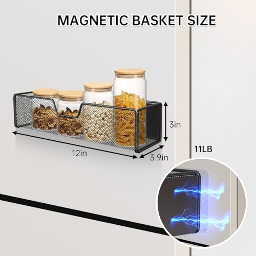 2 pack Magnetic Basket Organizer Holder for Fridge Magnetic Shelf Magnetic Storage Bin Box Containers for Refrigerator Whiteboard Classroom Magnetic Organizer - view 6
