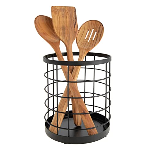 Kitchen Crock Utensil Holder, Matte Black, Steel