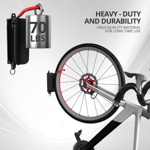 Swivel Bike Wall Mount, Bicycle Hangers For Garage, Metal Bike Rack Storage Holder Up To 70lbs, Red, 4 PACK - view 4