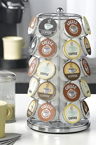 Nifty K Cup Holder – Compatible with K-Cups, Coffee Pod Carousel | 35 K Cup Holder, Spins 360-Degrees, Lazy Susan Platform, Modern Chrome Design, Home or Office Kitchen Counter Organizer - view 5