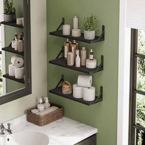 16.5 Inch Floating Shelves for Wall Home Decor, Black, Set of 6 - view 6