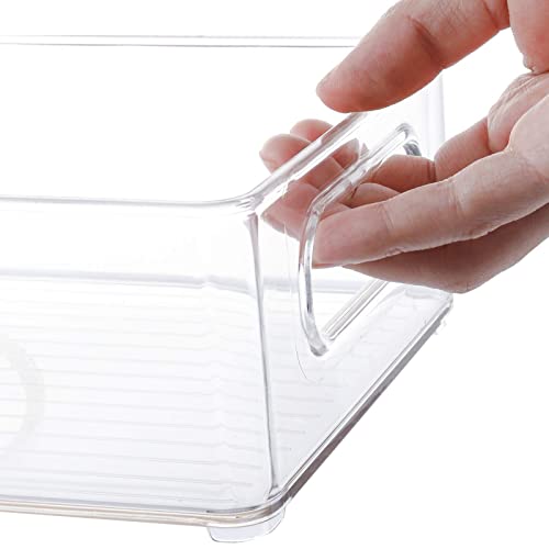 6 Pack Plastic Storage Bins for Pantry, Refrigerator, Countertop, Cabinet Organization, Stackable Food Storage Organizer with Handles, BPA Free, 10 x 6 x 3 Inch - view 3